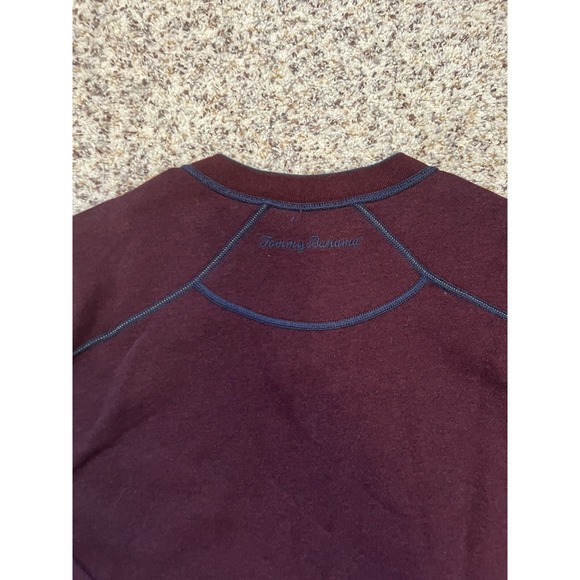Tommy Bahama Men's New Y-Neck Shark Logo Pullover Reversible Sweater XL Burgundy - Picture 5 of 6